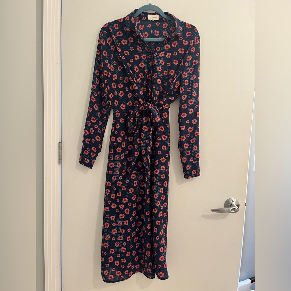 Melloday Long Sleeve Floral Faux Wrap Dress